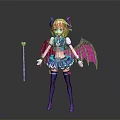 Anime Character With Orange Hair Horns Purple Wings Blue Outfit And Heart Shaped Magic Wand