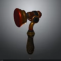 Vintage Handheld Equipment With Red Circular Component Gold Accents And Black Handle
