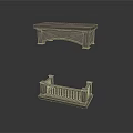 Wooden Home Living Benches With Rail Structure And Simple Design