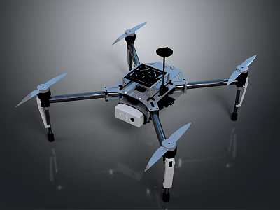 Advanced Aerial Drone Supporting Space Exploration Missions With Six Rotors And Equipment Bay 3d model