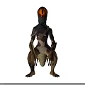 Mythical One Eyed Lizard Creature With Armored Body Sharp Claws And Flame Tail Standing 3d model