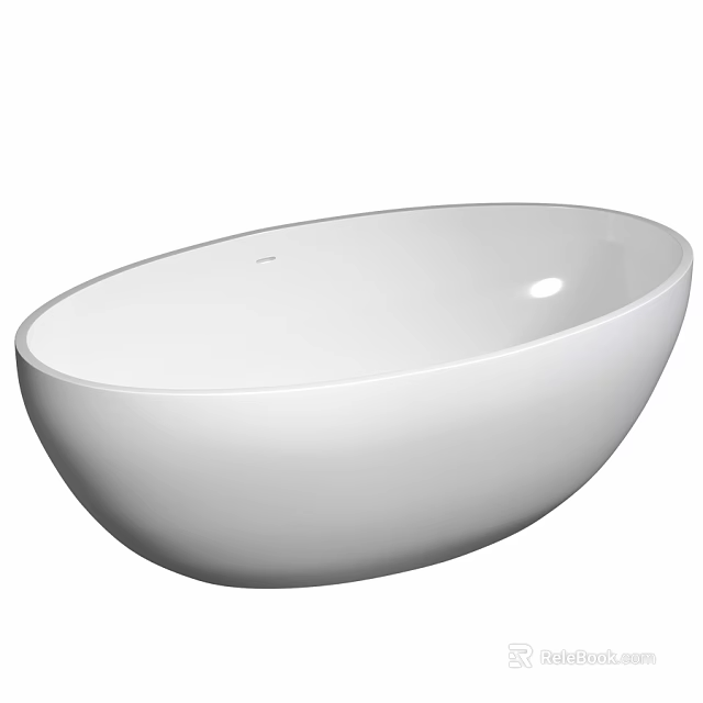 White Oval Freestanding Bathtub with Modern Sleek Design and Smooth Surface 3d model 