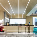 Modern Billiard Room With Multiple Tables Green Felt Surfaces Blue Patterned Carpet And Large Windows