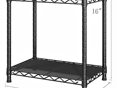 Sturdy Metal Storage Shelf With 16 Inch Height And Grid Wire Design 3d model