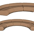 Modern Curved Brown Fabric Sofa With Unconventional Shape For Living Room