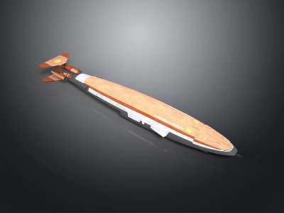 3D Rendered Streamlined Object Model With Wooden Metallic Parts And Ship Submarine Hull Design 3d model