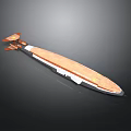 3D Rendered Streamlined Object Model With Wooden Metallic Parts And Ship Submarine Hull Design
