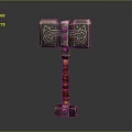 Decorative Warhammer Weapon With Carved Patterns On Metallic Head And Brown Wrapped Handle