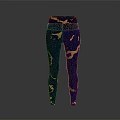 High Waist Navy Blue Leggings With Stylish Gold Abstract Print Design