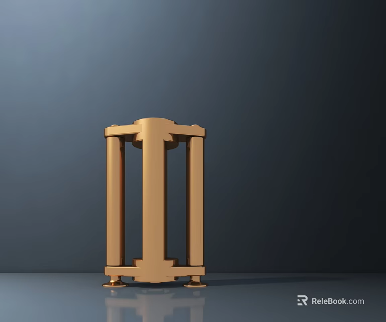 Modern Minimalist Golden Side Table With Column Structure Metal Frame And Stable Supporting Legs 3d model 