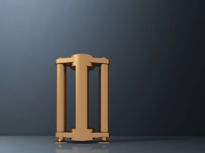 Modern Minimalist Golden Side Table With Column Structure Metal Frame And Stable Supporting Legs 3d model
