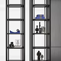 Modern Multi Tier Shelving Unit With Open Design Displaying Decorative Items And Books 3d model