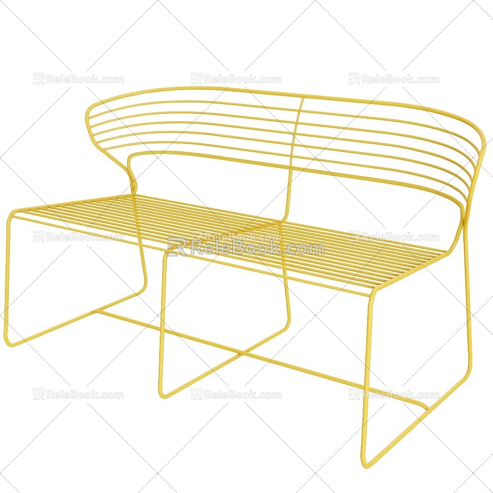 Modern metal yellow double sofa 3d model