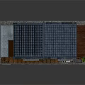 Traditional Japanese Wooden House With Blue Roof Balcony Windows And Potted Plants