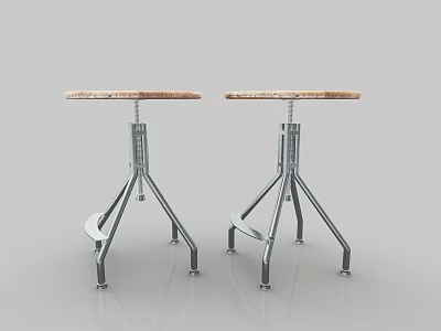 Modern Two Bar Dining Tables With Wooden Tabletop And Metal Legs 3d model
