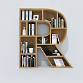 Creative Bookcase Creative Bookshelf Letter Bookcase Shelf Bookshelf 3d model