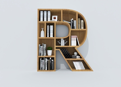 Creative Bookcase Creative Bookshelf Letter Bookcase Shelf Bookshelf 3d model