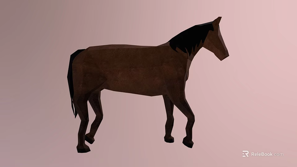 Brown Horse Animated Game Character 3D Model with Standing Pose 3d model 