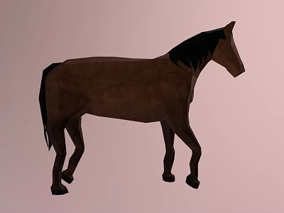 Brown Horse Animated Game Character 3D Model with Standing Pose 3d model