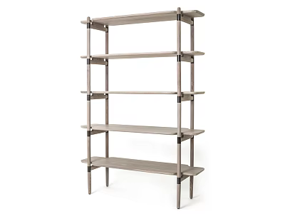 Modern Open Bookshelf With Wooden Shelves And Metal Frame For Home Living Room 3d model