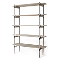 Modern Open Bookshelf With Wooden Shelves And Metal Frame For Home Living Room