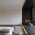 Modern Bedroom Interior With Starry Ceiling Platform Bed Built in Wardrobe And Ambient Lighting 3d model