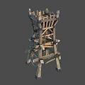 Wooden Medieval Defense Tower With Frame Structure Cross Supports And Railing