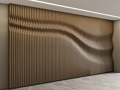 Modern Wooden Wall Panel With Wavy Design And Textured Surface For Interior 3d model