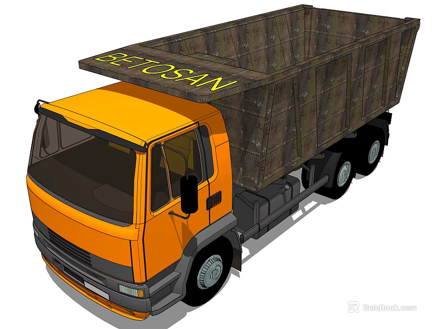 Orange SETOSAN Utility Dump Truck With Large Wooden Cargo Bed 3d model