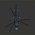 Military Dark Blue Helicopter With Twin Rotors Blue Nose And Weapon Systems