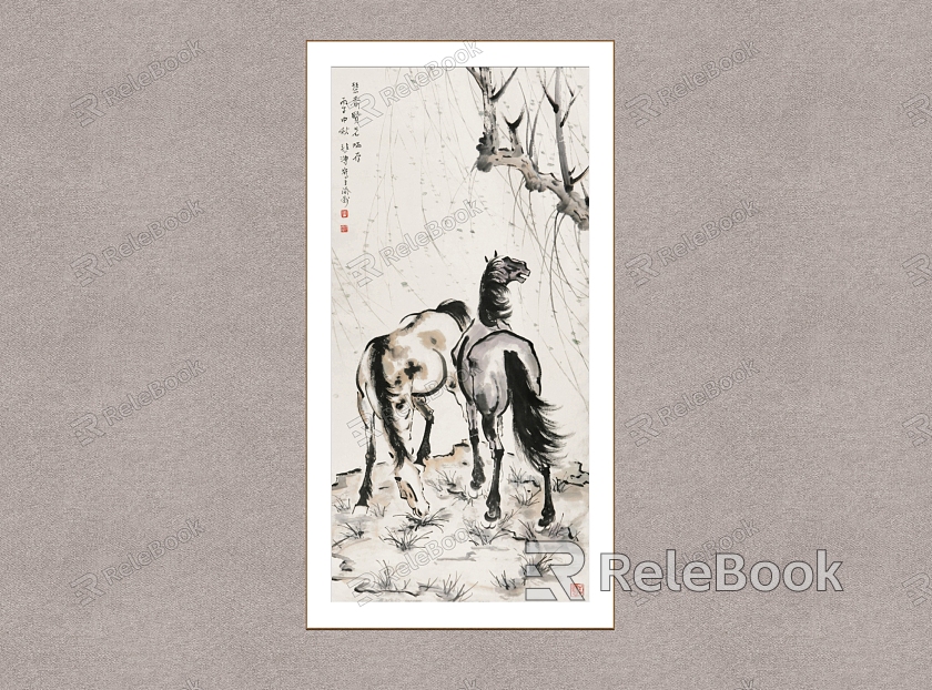 New Chinese Animal Painting Xu Beihong Shuangjun model