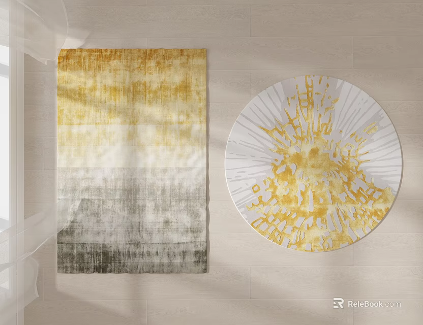 Stylish Modern Square Rug With Yellow Gray Gradient Abstract Pattern Design 3d model