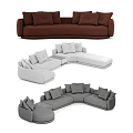 Modern Sofa Set with Corner L Shaped Design and Cushions in Various Colors 3d model