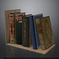 Stylish Wooden Bookshelf With Decorative Books In Colorful Covers And Patterns