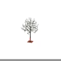 Multiple Arbor Trees With Red Trunks Square Base And Green Foliage 3d model