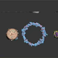 Decorative Scene Components With Transparent Curtains Hanging Rings Flower Wreath And Chandeliers