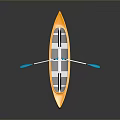 Yellow Kayak With Transparent Design And Blue Paddles On Dark Surface