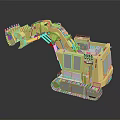 Yellow Tracked Excavator Construction Machinery With Large Front Bucket And Operator Cab 3d model