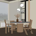 Quiet Dining Table and Chair Combination Dining Table and Chair 3d model