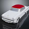 Vintage Classic White Car With Red Roof And Retro Design Elements
