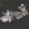 Futuristic Armored Truck With Advanced Sci Fi Equipment And Multi Wheel Design