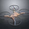 Four Propeller Drone With Protective Rings And Light Colored Body Featuring Number 87