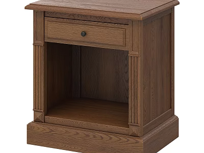 Classic Wooden Bedside Table With Single Drawer And Open Storage Shelf 3d model