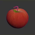 Fresh Red Apple With Green Leaf And Stem Shiny Surface On Dark Background 3d model
