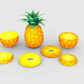 Fresh Ripe Pineapple With Whole Fruit And Circular Sliced Pieces