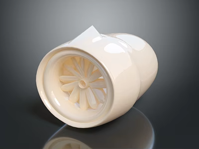 White Mechanical Turbine Fan Component With Industrial Design And Structure Details 3d model