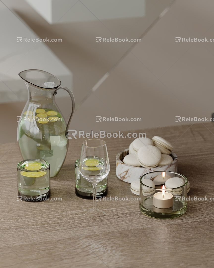 Ornaments combination water cup kitchen utensils goblet candle ashtray lemonade 3d model