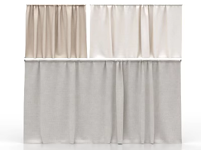 Window Curtains In Beige And Brown Fabric For Stylish Home Decor 3d model
