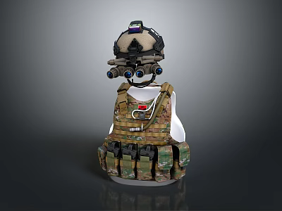 Military Weapon Tactical Gear Set With Helmet Night Vision Goggles And Camouflage Vest 3d model