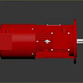 Red Industrial Electric Motor With Metal Housing And Rotating Drive Shaft